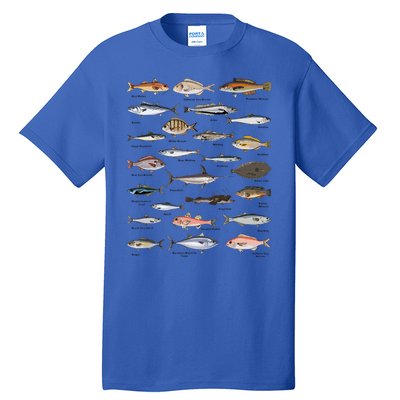 Vintage Fish Identification Chart Fishing Tall T-Shirt