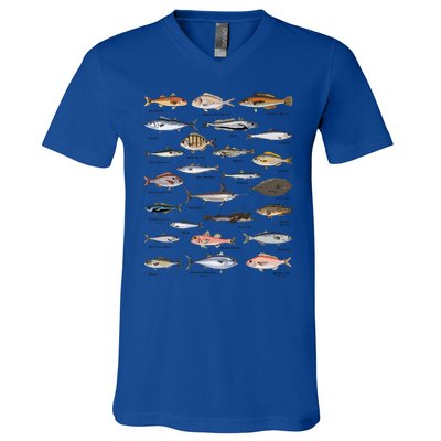 Vintage Fish Identification Chart Fishing V-Neck T-Shirt