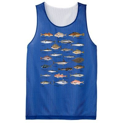 Vintage Fish Identification Chart Fishing Mesh Reversible Basketball Jersey Tank