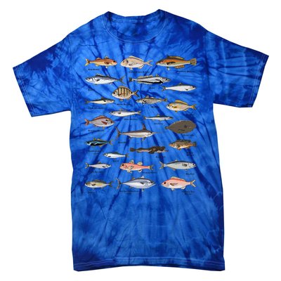 Vintage Fish Identification Chart Fishing Tie-Dye T-Shirt