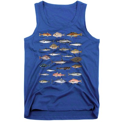 Vintage Fish Identification Chart Fishing Tank Top