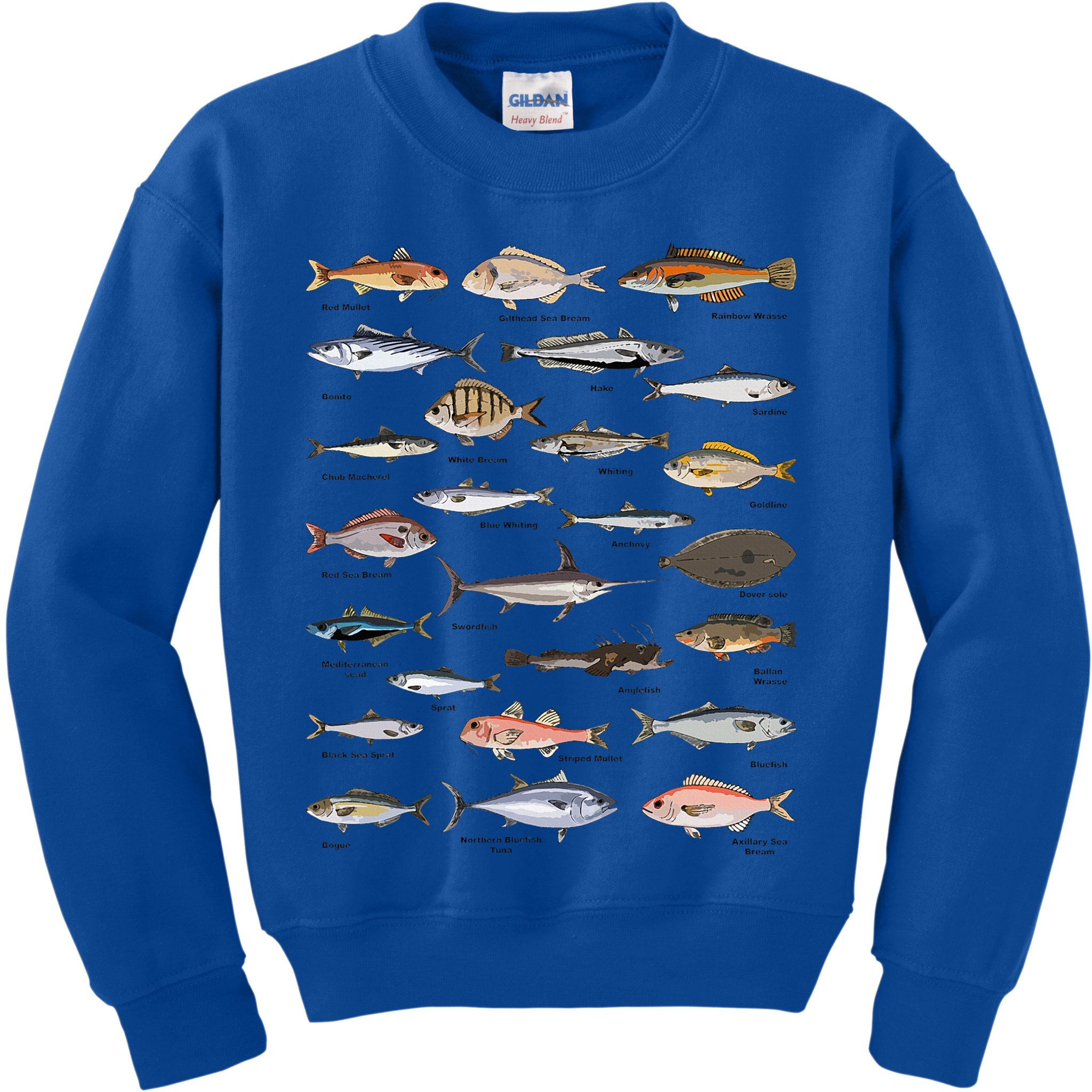 Vintage Fish Identification Chart Fishing Kids Sweatshirt