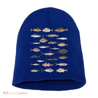 Vintage Fish Identification Chart Fishing Short Acrylic Beanie