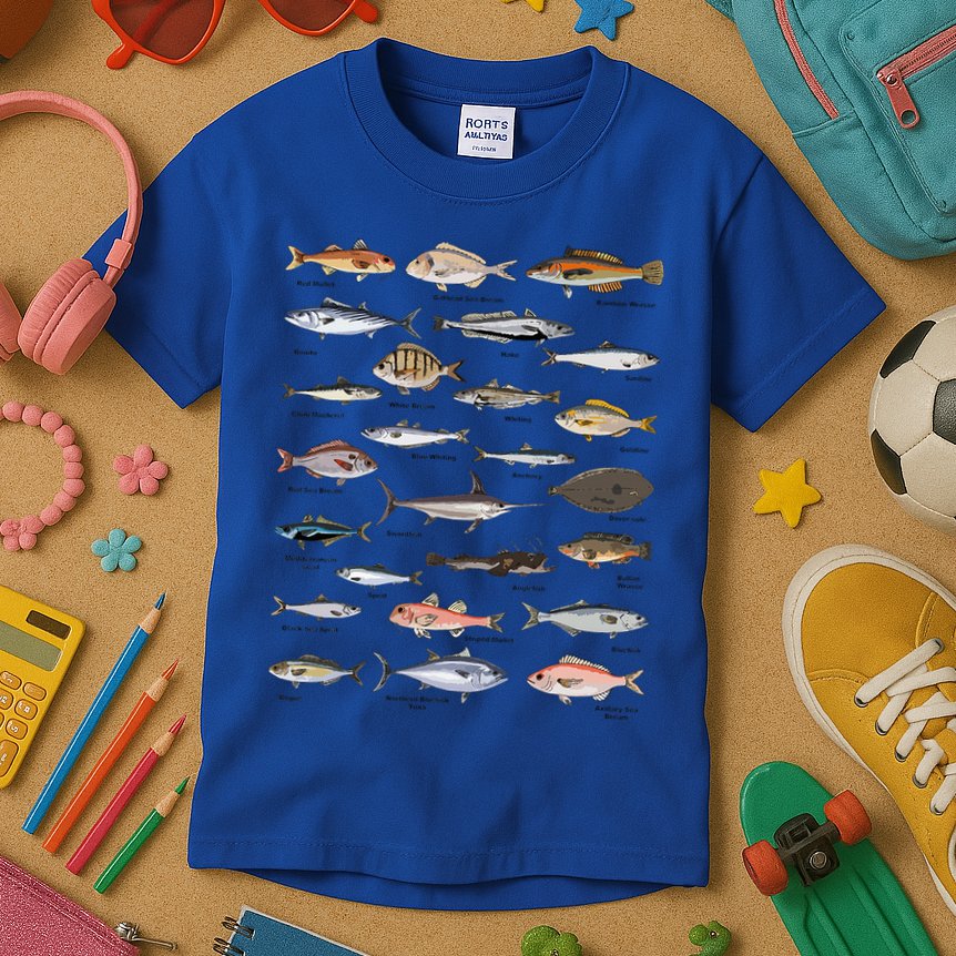 Vintage Fish Identification Chart Fishing Kids T-Shirt
