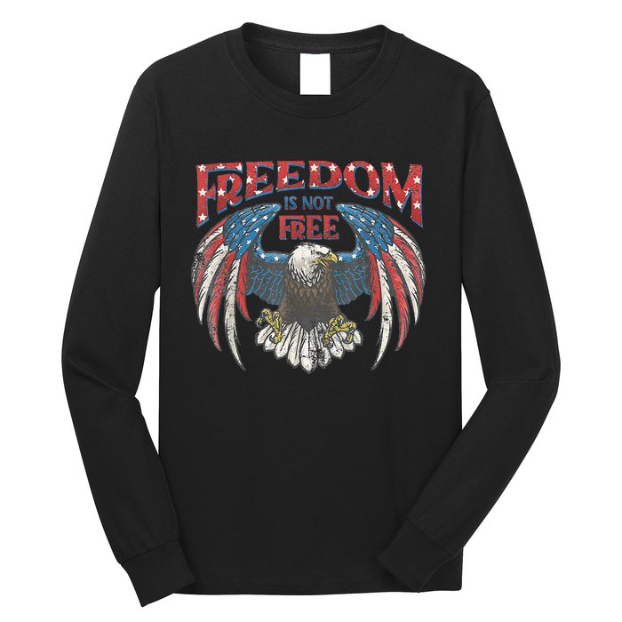 Vintage Freedom Is Not Free Eagle American Flag 4th Of July Long Sleeve Shirt