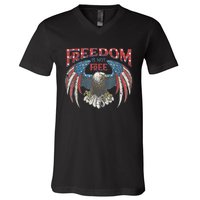 Vintage Freedom Is Not Free Eagle American Flag 4th Of July V-Neck T-Shirt