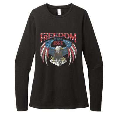 Vintage Freedom Is Not Free Eagle American Flag 4th Of July Womens CVC Long Sleeve Shirt