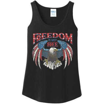 Vintage Freedom Is Not Free Eagle American Flag 4th Of July Ladies Essential Tank