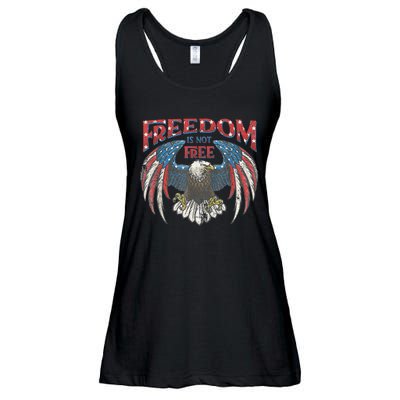 Vintage Freedom Is Not Free Eagle American Flag 4th Of July Ladies Essential Flowy Tank