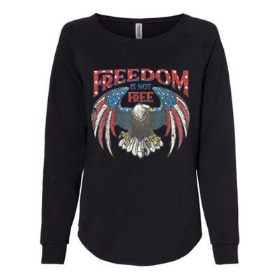 Vintage Freedom Is Not Free Eagle American Flag 4th Of July Womens California Wash Sweatshirt