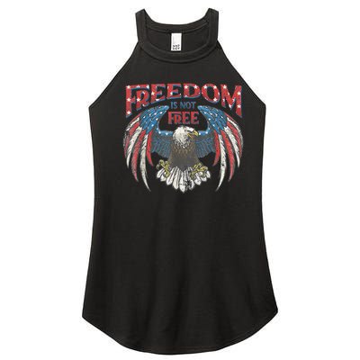 Vintage Freedom Is Not Free Eagle American Flag 4th Of July Women's Perfect Tri Rocker Tank