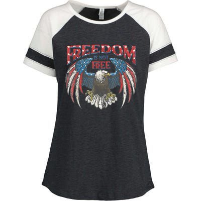 Vintage Freedom Is Not Free Eagle American Flag 4th Of July Enza Ladies Jersey Colorblock Tee