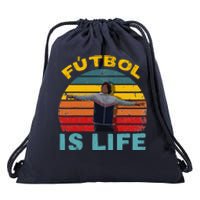 vintage Futbol Is Life Soccer Ball Team goals Drawstring Bag