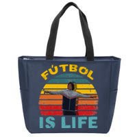 vintage Futbol Is Life Soccer Ball Team goals Zip Tote Bag