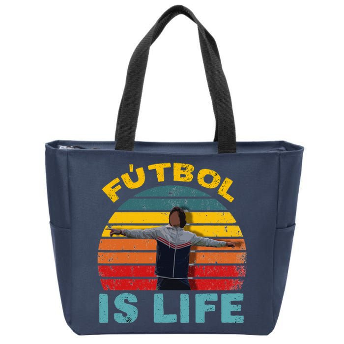 vintage Futbol Is Life Soccer Ball Team goals Zip Tote Bag