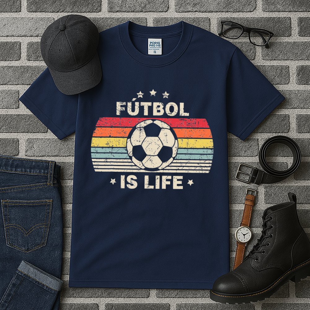 Vintage Futbol Is Life Football Lover Soccer Tall T-Shirt