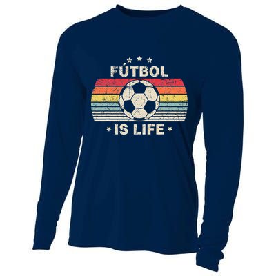 Vintage Futbol Is Life Football Lover Soccer Cooling Performance Long Sleeve Crew