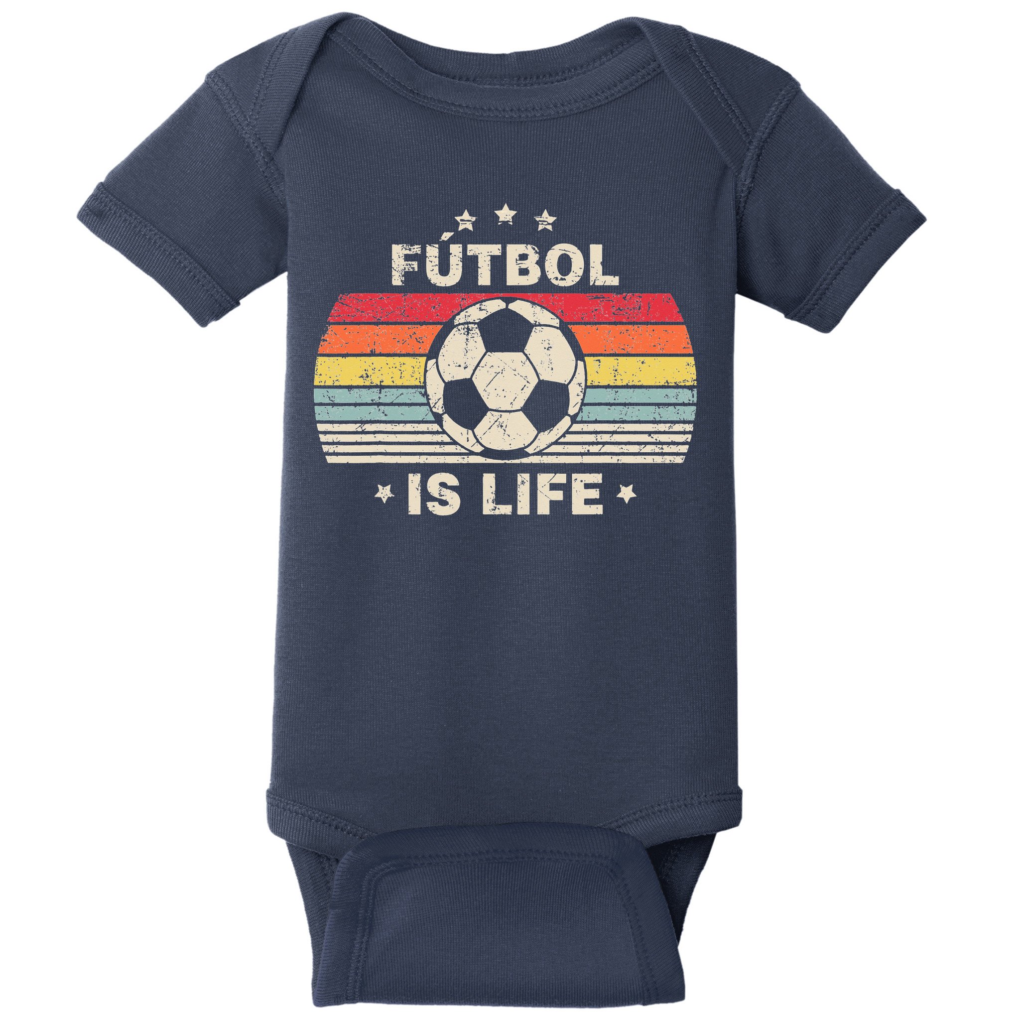 Vintage Futbol Is Life Football Lover Soccer Baby Bodysuit