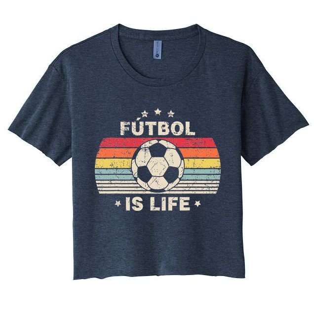 Vintage Futbol Is Life Football Lover Soccer Crop Top