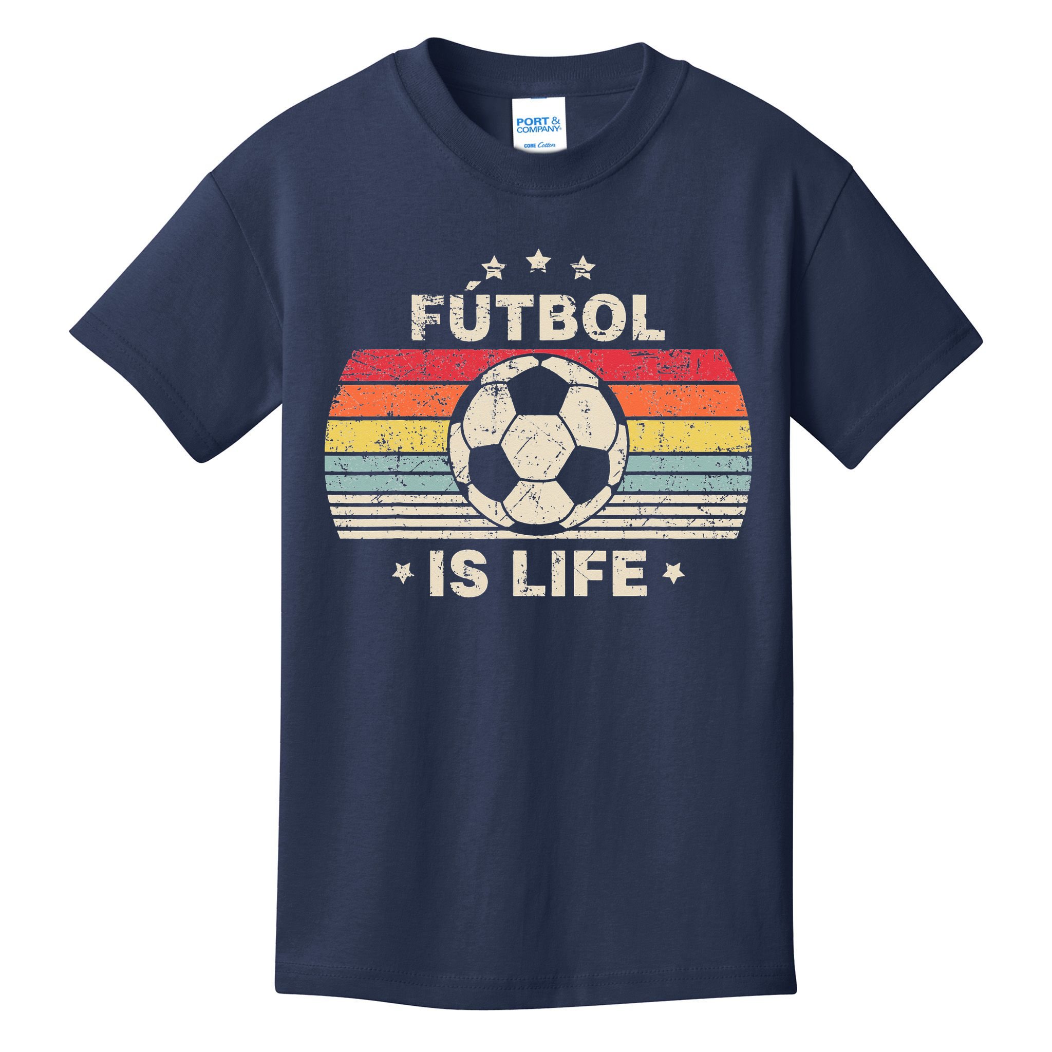 Vintage Futbol Is Life Football Lover Soccer Kids T-Shirt