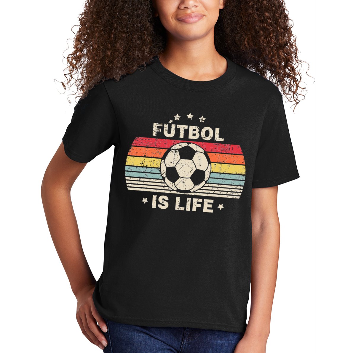 Vintage Futbol Is Life Football Lover Soccer Kids T-Shirt