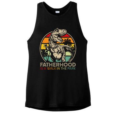 Vintage Fatherhood Is A Walk In The Park Dad T Rex Dinosaur Ladies PosiCharge Tri-Blend Wicking Tank