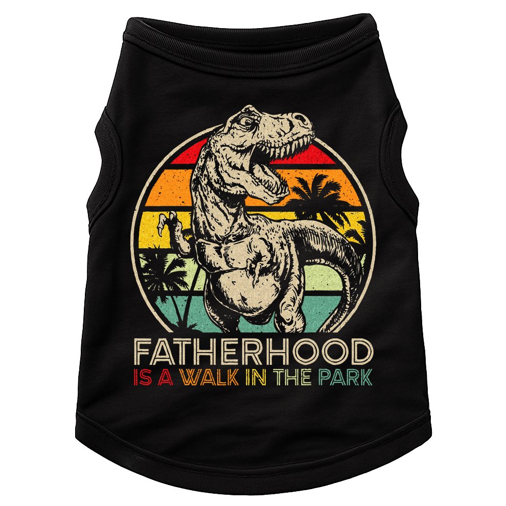 Vintage Fatherhood Is A Walk In The Park Dad T Rex Dinosaur Doggie Tank