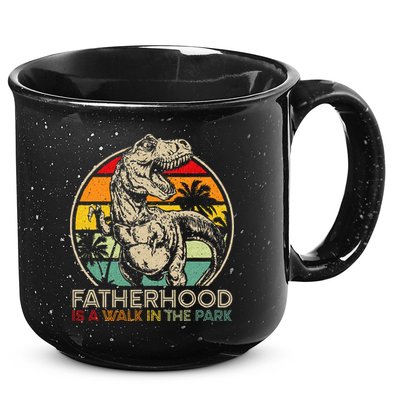 Vintage Fatherhood Is A Walk In The Park Dad T Rex Dinosaur 15oz Campfire Ceramic Mug