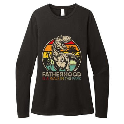 Vintage Fatherhood Is A Walk In The Park Dad T Rex Dinosaur Womens CVC Long Sleeve Shirt