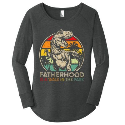 Vintage Fatherhood Is A Walk In The Park Dad T Rex Dinosaur Women's Perfect Tri Tunic Long Sleeve Shirt