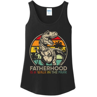 Vintage Fatherhood Is A Walk In The Park Dad T Rex Dinosaur Ladies Essential Tank