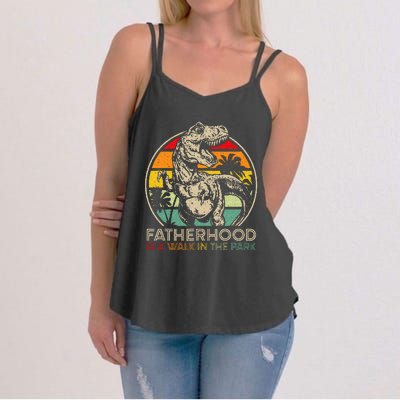 Vintage Fatherhood Is A Walk In The Park Dad T Rex Dinosaur Women's Strappy Tank