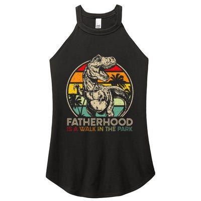 Vintage Fatherhood Is A Walk In The Park Dad T Rex Dinosaur Women's Perfect Tri Rocker Tank