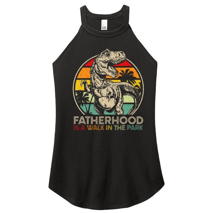 Vintage Fatherhood Is A Walk In The Park Dad T Rex Dinosaur Women's Perfect Tri Rocker Tank