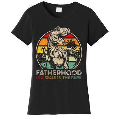 Vintage Fatherhood Is A Walk In The Park Dad T Rex Dinosaur Women's T-Shirt