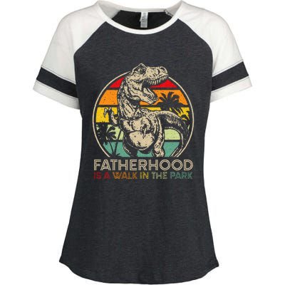 Vintage Fatherhood Is A Walk In The Park Dad T Rex Dinosaur Enza Ladies Jersey Colorblock Tee