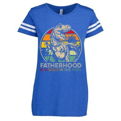 Vintage Fatherhood Is A Walk In The Park Dad T Rex Dinosaur Enza Ladies Jersey Football T-Shirt