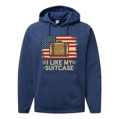 Vintage Funny I Like My Suitcase Trump Meme Performance Fleece Hoodie