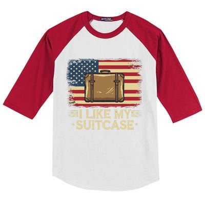 Vintage Funny I Like My Suitcase Trump Meme Kids Colorblock Raglan Jersey