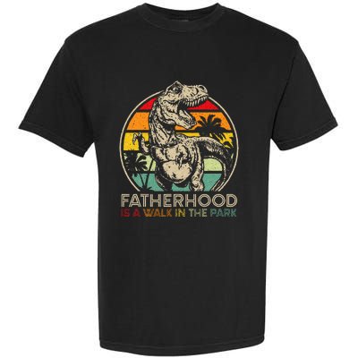 Vintage Fatherhood Is A Walk In The Park Dad T Rex Dinosaur Garment-Dyed Heavyweight T-Shirt