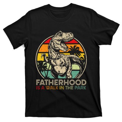 Vintage Fatherhood Is A Walk In The Park Dad T Rex Dinosaur T-Shirt