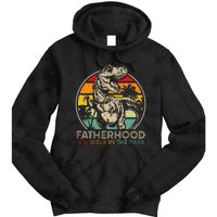 Vintage Fatherhood Is A Walk In The Park Dad T Rex Dinosaur Tie Dye Hoodie