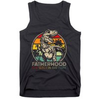 Vintage Fatherhood Is A Walk In The Park Dad T Rex Dinosaur Tank Top