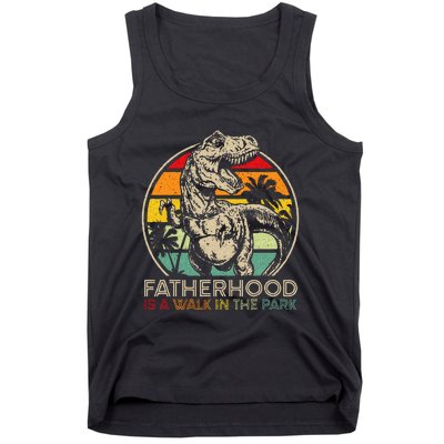 Vintage Fatherhood Is A Walk In The Park Dad T Rex Dinosaur Tank Top