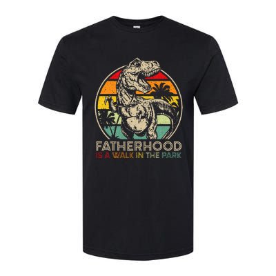 Vintage Fatherhood Is A Walk In The Park Dad T Rex Dinosaur Softstyle CVC T-Shirt