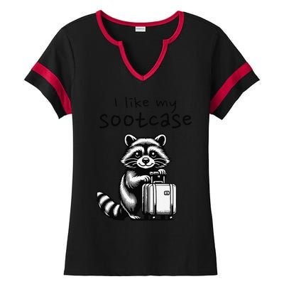 Vintage Funny I Like My Suitcase Raccoon Ladies Halftime Notch Neck Tee