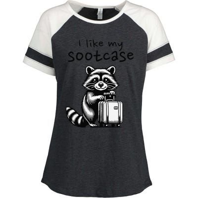 Vintage Funny I Like My Suitcase Raccoon Enza Ladies Jersey Colorblock Tee