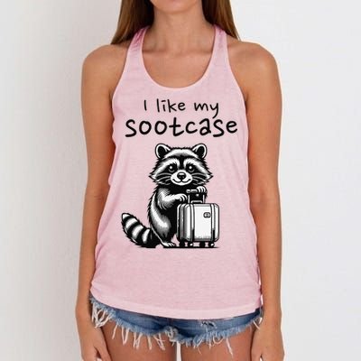 Vintage Funny I Like My Suitcase Raccoon Women's Knotted Racerback Tank