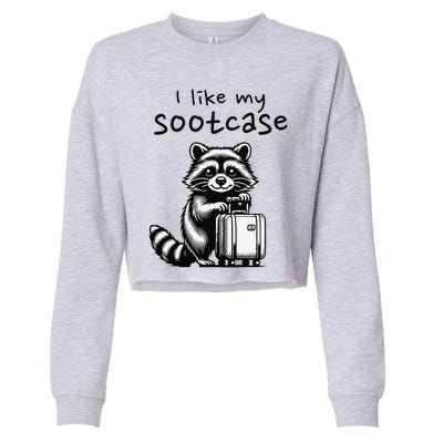 Vintage Funny I Like My Suitcase Raccoon Cropped Pullover Crew