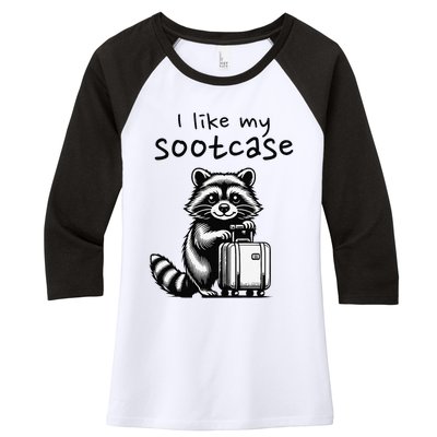 Vintage Funny I Like My Suitcase Raccoon Women's Tri-Blend 3/4-Sleeve Raglan Shirt